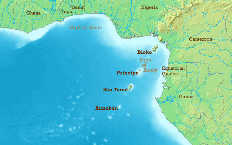 Sao Tome und Principe, Lage am Golf von Guinea (c) wikimedia